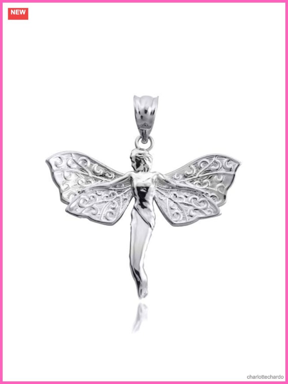 Sterling Silver Fairy Angel Wings Charm Pendant Necklace